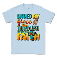 Dusty Blue saved by grace through faith Classic Tee - NancyCooperArtShop