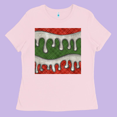 Christmas Plaid And White Glitter Snow Seamless Pattern Ladies Tee Designed By Bundleandbundleshop
