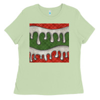 Matcha christmas plaid and white glitter snow seamless pattern Ladies Tee - BundleAndBundleShop