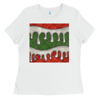 White christmas plaid and white glitter snow seamless pattern Ladies Tee - BundleAndBundleShop
