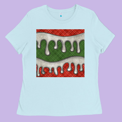 Christmas Plaid And White Glitter Snow Seamless Pattern Ladies Tee Designed By Bundleandbundleshop