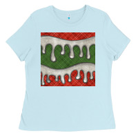 Baby Blue christmas plaid and white glitter snow seamless pattern Ladies Tee - BundleAndBundleShop