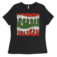 Black christmas plaid and white glitter snow seamless pattern Ladies Tee - BundleAndBundleShop