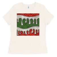 Bone christmas plaid and white glitter snow seamless pattern Ladies Tee - BundleAndBundleShop