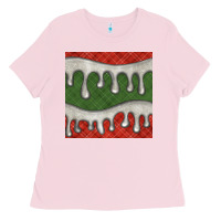 Bubblegum Pink christmas plaid and white glitter snow seamless pattern Ladies Tee - BundleAndBundleShop