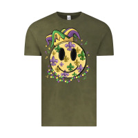 Vintage Olive smiley face mardi gras Vintage Tee - MaliasSmallBusiness