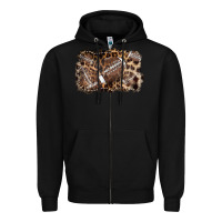 Black Football background leopard Zipper Hoodie - NancyCooperArtShop
