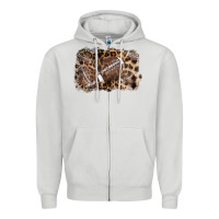 Dove Grey Football background leopard Zipper Hoodie - NancyCooperArtShop