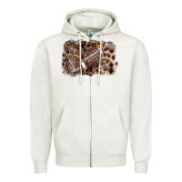 Oatmeal Heather Football background leopard Zipper Hoodie - NancyCooperArtShop