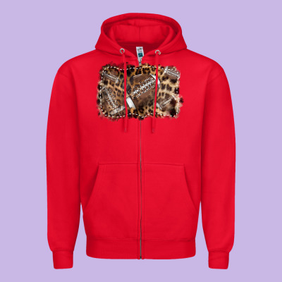 Football Background Leopard Zipper Hoodie Designed By Nancycooperartshop