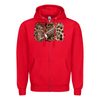 Red Football background leopard Zipper Hoodie - NancyCooperArtShop