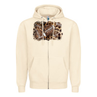 Sandshell Football background leopard Zipper Hoodie - NancyCooperArtShop