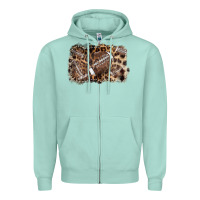 Seafoam Football background leopard Zipper Hoodie - NancyCooperArtShop