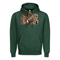 Sports Green Football background leopard Zipper Hoodie - NancyCooperArtShop
