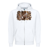 White Football background leopard Zipper Hoodie - NancyCooperArtShop