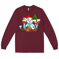 Burgundy joy christmas with snowman bbs Long Sleeve Tee - BundleAndBundleShop