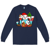 Navy joy christmas with snowman bbs Long Sleeve Tee - BundleAndBundleShop