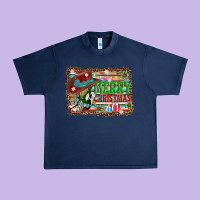 Merry Christmas Western Boots Urban Heavy Tee Designed By Adodesignshop