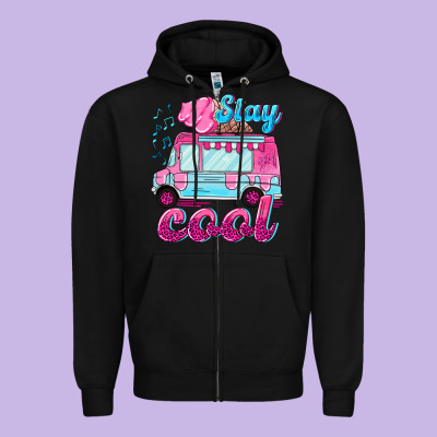 Stay Cool With Ice Cream Van Summer Zipper Hoodie Designed By Nancycooperartshop