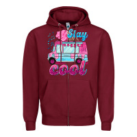Burgundy Stay cool with ice cream van summer Zipper Hoodie - NancyCooperArtShop