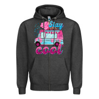 Charcoal Heather Stay cool with ice cream van summer Zipper Hoodie - NancyCooperArtShop