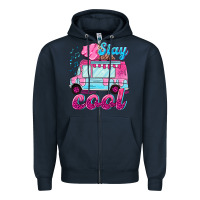 Navy Stay cool with ice cream van summer Zipper Hoodie - NancyCooperArtShop