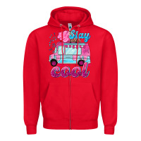 Red Stay cool with ice cream van summer Zipper Hoodie - NancyCooperArtShop