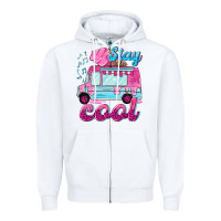 White Stay cool with ice cream van summer Zipper Hoodie - NancyCooperArtShop
