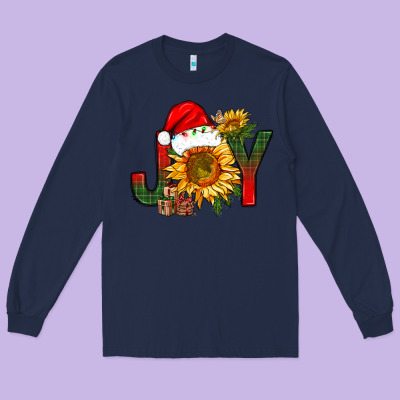 Joy Christmas With Sunflower Bbs Long Sleeve Tee Designed By Bundleandbundleshop