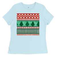 Baby Blue christmas trees hand drawn seamless pattern Ladies Tee - BundleAndBundleShop