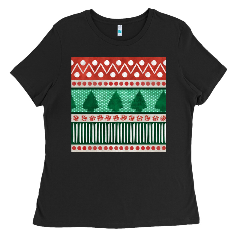 Christmas Trees Hand Drawn Seamless Pattern Ladies Tee by BundleAndBundleShop | Teevron