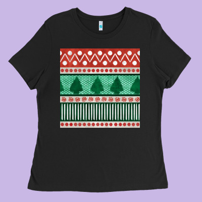 Christmas Trees Hand Drawn Seamless Pattern Ladies Tee Designed By Bundleandbundleshop