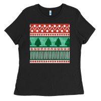 Black christmas trees hand drawn seamless pattern Ladies Tee - BundleAndBundleShop