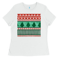 White christmas trees hand drawn seamless pattern Ladies Tee - BundleAndBundleShop