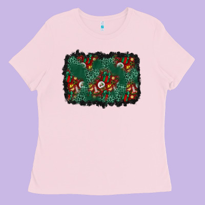 Christmas Gift Box And Leopard Background Ladies Tee Designed By Bundleandbundleshop