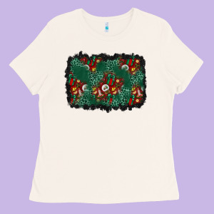 Christmas Gift Box And Leopard Background Ladies Tee Designed By Bundleandbundleshop