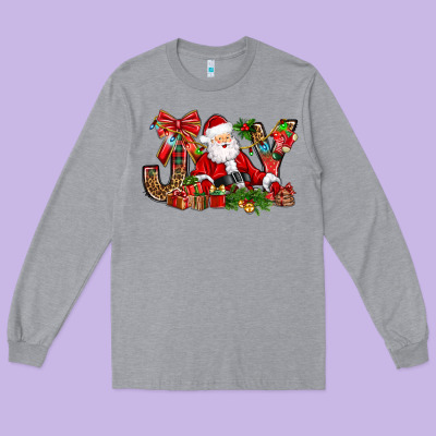 Joy Christmas With Santa Bbs Long Sleeve Tee Designed By Bundleandbundleshop