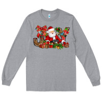 Heather Grey joy christmas with santa bbs Long Sleeve Tee - BundleAndBundleShop