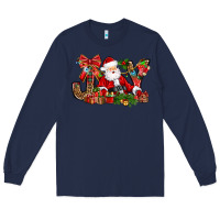 Navy joy christmas with santa bbs Long Sleeve Tee - BundleAndBundleShop