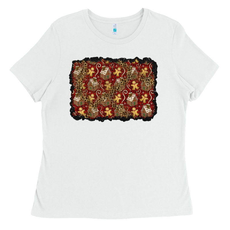 Christmas Gingerbread Man And House Background Ladies Tee by BundleAndBundleShop | Teevron