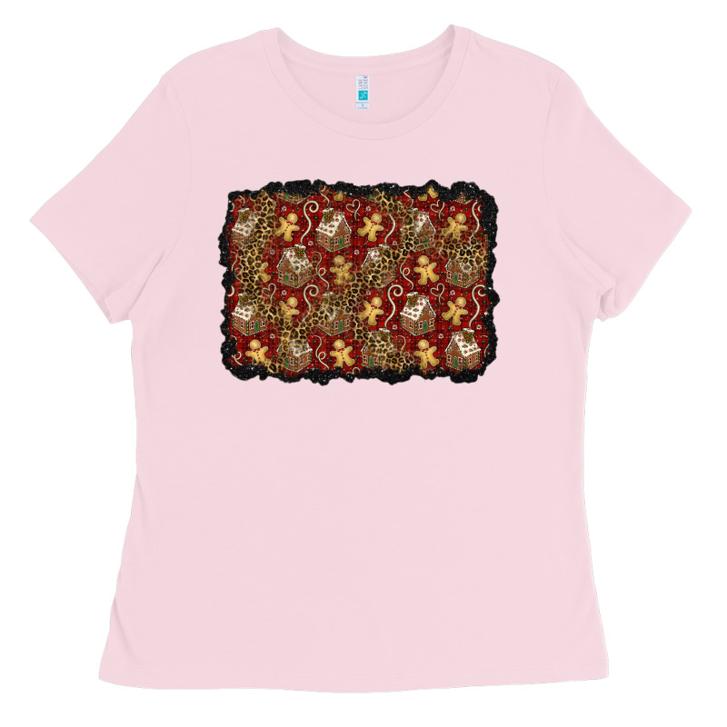 Christmas Gingerbread Man And House Background Ladies Tee by BundleAndBundleShop | Teevron