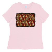 Bubblegum Pink christmas gingerbread man and house background Ladies Tee - BundleAndBundleShop