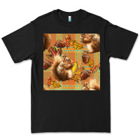 Black fall squirrel and plaid seamless Premium Tee - BundleAndBundleShop