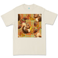 Bone fall squirrel and plaid seamless Premium Tee - BundleAndBundleShop