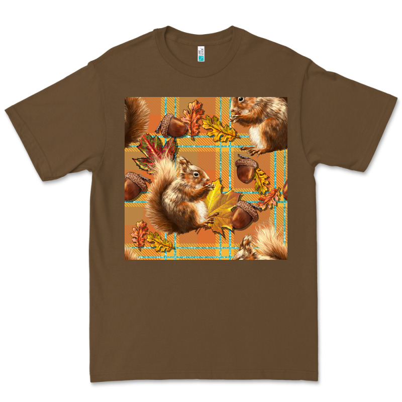 Fall Squirrel And Plaid Seamless Premium Tee by BundleAndBundleShop | Teevron