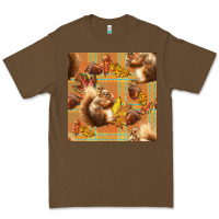 Cacao fall squirrel and plaid seamless Premium Tee - BundleAndBundleShop