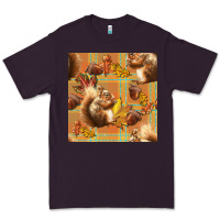 Plum fall squirrel and plaid seamless Premium Tee - BundleAndBundleShop