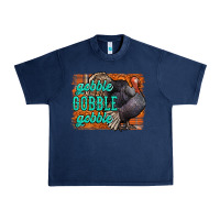 Navy Thanksgiving Turkey Gobble Gobble Urban Heavy Tee - NancyCooperArtShop