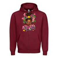 Burgundy August Girl Afro Woman Summer Zipper Hoodie - texasbilliewilder