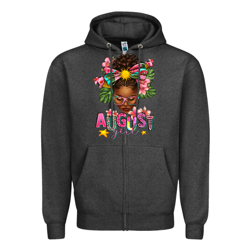 August Girl Afro Woman Summer Zipper Hoodie by texasbilliewilder | Teevron
